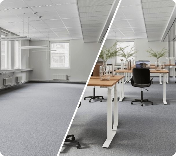 Före och efter - Möblera, kontor