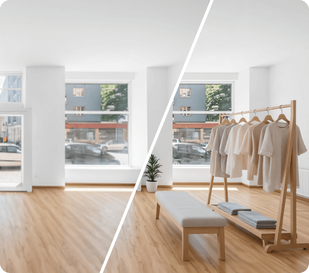 Före och efter - Inspirera, butik & restaurang